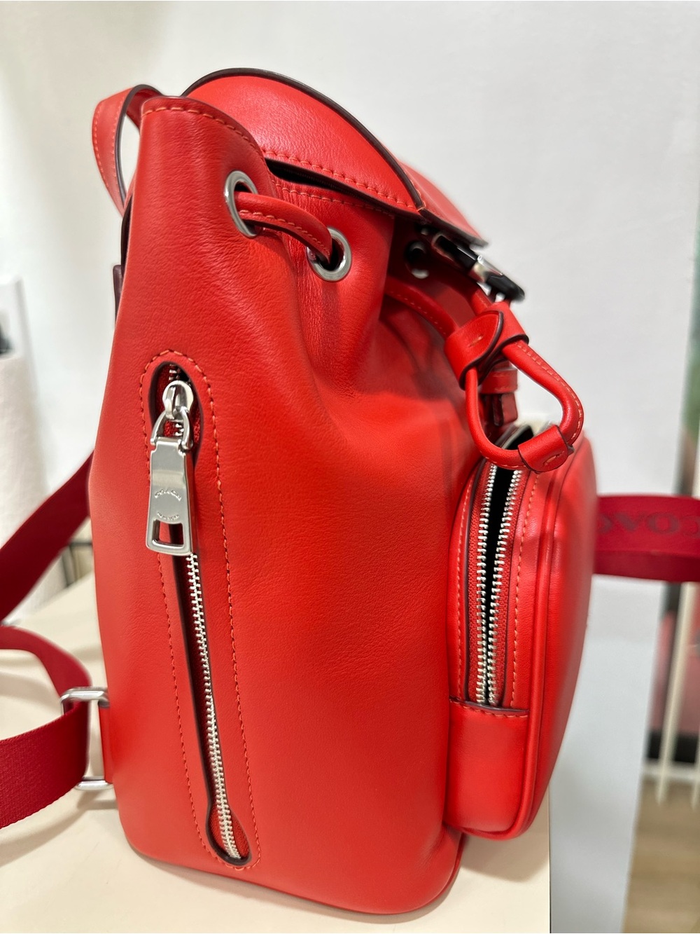 Coach Pace Small Backpack Miami Red with side zipper pocket-Like New ♥️ - Picture 11 of 11